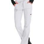 KOI Lite Women’s Peace 721 Drawstring Scrub Pant- White- Large Petite