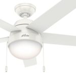 Hunter 46″ Contemporary Low Profile Ceiling Fan with Light Kit in Fresh White (Certified Refurbished)
