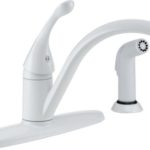 Delta 440-WH-DST Collins Single-Handle Kitchen Faucet with Matching Side Sprayer, White