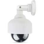 WALI Dummy Fake Security Dome Camera with Flashing Red LED Light & Warning Security Alert Sticker Decal, Indoor/Outdoor Use (DOW-1), White