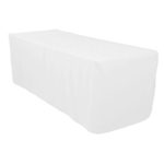 VEEYOO 8 Feet Rectangle Polyester Table Cover Fitted Tablecloth for Wedding Party Banquet, White