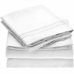Mellanni Bed Sheet Set – Brushed Microfiber 1800 Bedding – Wrinkle, Fade, Stain Resistant – Hypoallergenic – 4 Piece (King, White)