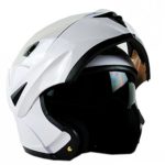 ILM 10 Colors Motorcycle Flip up Modular Helmet DOT (L, White)