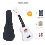 21″ Soprano Ukulele with a Carrying Bag and a Digital Tuner, Specially Designed for Kids, Students (White)
