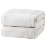 Bedsure Flannel Fleece Luxury Blanket White Twin Size Lightweight Cozy Plush Microfiber Solid Blanket