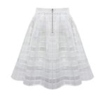 FUNIC Women Organza Skirts High Waist Zipper Ladies Tulle Skirt (X-Large, White)