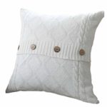 Bokeley Pillow Case, Knitting Square Button Decorative Throw Pillow Case Bed Home Decor Car Sofa Waist Cushion Cover (White)
