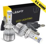 LASFIT H7 Dual Color LED Headlight Bulbs, White/Yellow-Hi/Lo Beam (6000K/3000K), Flip Chip 72W 8400LM Hi/Lo Beam/Fog Light-Pack of 2