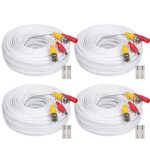 WildHD 4x150ft All-in-One Siamese BNC Video and Power Security Camera Cable BNC Extension Wire Cord with 2 Female Connetors for All HD CCTV DVR Surveillance System (4x150ft Bnc Cable White)