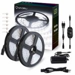 Onforu 66ft Dimmable LED Strip Lights Kit, UL Listed Power Supply, 6000K Daylight White, 20m 1200 Units SMD 2835 LEDs, 12V LED Rope, Under Cabinet Lighting Strips with Dimmer, Non-Waterproof LED Tape