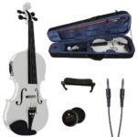 Cecilio 4/4 CVNAE-White+SR Ebony Fitted Acoustic/Electric Violin in Pearl White
