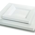 ” OCCASIONS” 50 Pack Disposable Square Plastic Plates Set – 25 x 9.5” Dinner + 25 x 6.5” Dessert … (Square White)