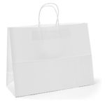 Halulu 100pcs 16x6x12 White Paper Retail Shopping Bags with Rope Handles
