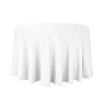 Craft and Party – 10 pcs Round Tablecloth for Home, Party, Wedding or Restaurant Use. (White, 108″ Round)