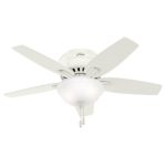 Hunter Fan Company 51080 Newsome Ceiling Fan with Light, 42″/Small, Fresh White
