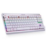 Granvela MechanicalEagle Z-77 Multi-Color Backlit Mechanical Gaming Keyboard Tenkeyless (87-Key) Keyboard with DIY Replaceable Blue Switches – White