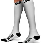 SB SOX Compression Socks (20-30mmHg) for Men & Women – Best Stockings for Running, Medical, Athletic, Edema, Diabetic, Varicose Veins, Travel, Pregnancy, Shin Splints, Nursing. (White/Black, Large)