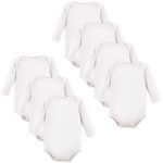 Luvable Friends Baby Cotton Bodysuits, White Long Sleeve 7Pk, 18-24 Months (24M)