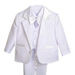 Dressy Daisy Baby Boy’ 5 Pcs Set Formal Tuxedo Suits No Tail Wedding Christening Outfits Size 18-24 Months White