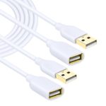 Costyle 2-Pack USB 2.0 10ft/3m USB Type A Male to A Female Extension Cord USB Cable Extender with Gold-Plated Connectors (White)