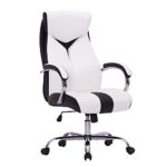Sidanli High-Back Ergonomic Executive Office Chair,Swivel Pu Desk Chair with Chrome Base,Management Chair with Chrome Armrests for Sturdy Using (White)