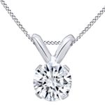 AFFY Round Cut White Natural Diamond Solitaire Pendant Necklace in 14k Solid Gold (0.25 Cttw)