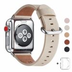 WFEAGL Compatible iWatch Band 38mm 40mm, Top Grain Leather Band Replacement Strap for iWatch Series 4,Series 3,Series 2,Series 1,Sport, Edition (Ivory White Band+Silver Buckle, 38mm 40mm)