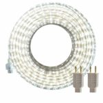 LED Rope Lights, 50ft Flat Flexible Strip Light, 6000K Daylight White, Waterproof for Indoor/Outdoor use, Connectable, 900 Units SMD 2835 LEDS,UL Listed Power Supply, Ideal for Backyards