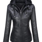 Tanming Women’s Removable Hooded Faux Leather Jackets