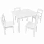 Pidoko Kids Table and Chairs Set – 4 Chairs and 1 Activity Table for Children – Educational Toddlers Furniture Set (White)