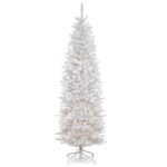 National Tree 7 Foot Kingswood White Fir Pencil Tree with 300 Clear Lights, Hinged (KWW7-300-70)