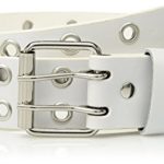 Solid Rich Fashion Color Double Grommet Genuine Leather Casual Jean Belt 38mm (M(33″-36″), White)