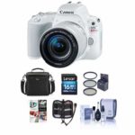 Canon EOS Rebel SL2 DSLR with EF-S 18-55mm f/4-5.6 IS STM Lens – White Bundle with 16 GB SDHC Card, Camera Case, 58mm Filter Kit, Cleaning Kit, Memory Wallet, Software Package