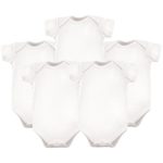 Hudson Baby Unisex Baby Cotton Bodysuits, White 5 Pack, 3-6 Months (6M)
