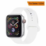 YANCH Compatible with for Apple Watch Band 42mm 44mm, Soft Silicone Sport Band Replacement Wrist Strap Compatible with for iWatch Nike+,Sport,Edition,S/M,White