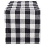 DII Cotton Buffalo Check Table Runner for Family Dinners or Gatherings, Indoor or Outdoor Parties, & Everyday Use (14×72″,  Seats 4-6 People), Black & White