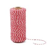 100 M/328 Feet Durable Cotton Baker’s Twine String, Heavy Duty Packing Bakers Twine for Gardening Applications(Red and White)