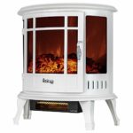 e-Flame USA Regal Portable Electric Fireplace Stove (Winter White) – This 25-inch Tall Freestanding Fireplace Features Heater and Fan Settings with Realistic and Brightly Burning Fire and Logs