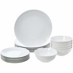 AmazonBasics 18-Piece Dinnerware Set – White Porcelain Coupe, Service for 6