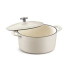 Tramontina 80131/035DS Enameled Cast Iron Covered Round Dutch Oven, 5.5-Quart, Matte White