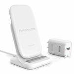 Wireless Charging Stand RAVPower 2 Coils 7.5W Qi-Certified Compatible iPhone X XR XS X 8 & 8 Plus with HyperAir, 10W Qi for Galaxy S9, S9+, Note 8 All Qi-Enabled Devices (White)
