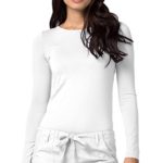 Adar Womens Comfort Long Sleeve T-Shirt Underscrub Tee – 2900 – White – M