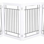 Internet’s Best Traditional Wire Dog Gate | 4 Panel | 30 Inch Tall Pet Puppy Safety Fence | Fully Assembled | Durable MDF | Folding Z Shape Indoor Doorway Hall Stairs Free Standing | White