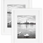 Golden State Art, Set of 2 White Photo Wood Frame 11×14 with Real Glass Mat for 8×10 Picture