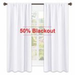 NICETOWN Semi Blackout Bedroom Curtains – Window Treatment Rod Pocket Curtains/Drapes for Bedroom (2 Panels,42 by 63,White)