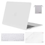 MOSISO MacBook Pro 13 Case 2018 2017 2016 Release A1989/A1706/A1708, Plastic Hard Shell & Keyboard Cover & Screen Protector & Storage Bag Compatible Newest Mac Pro 13 Inch, White