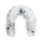 Futrzane Trim Hood Faux Fake Fur Hood Winter for Jacket Ski Collar Wrap Shawl (L, White with Black)