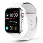NUKELOLO Sport Band Compatible with Apple Watch 38MM 40MM,Soft Silicone Replacement Strap Compatible for Apple Watch Series 4/3/2/1 [S/M Size in White Color]