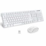 Wireless Keyboard and Mouse, Jelly Comb K041 Ultra-Thin 2.4Ghz Wireless Keyboard Mouse Combo with 12 Multi-Media Shortcuts for Windows Laptop PC Desktop Notebook (White)