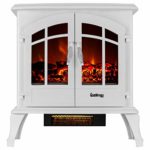 e-Flame USA Jasper Portable Electric Fireplace Stove (Winter White) – This 23-inch Tall Freestanding Fireplace Features Heater and Fan Settings with Realistic and Brightly Burning Fire and Logs